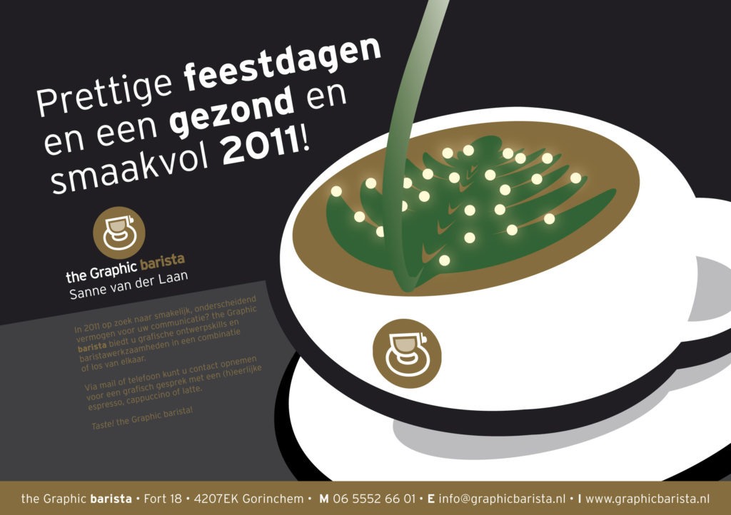 De nieuwjaarswens met een koffieknipoog • the Graphic barista schenkt aandacht
